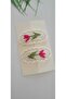 Tulip Embroidered Elegant 2-Piece Snap Clasp Braid Organic Hair Accessory Suitable for All Ages - 3