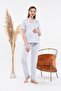 Maternity Lausa Striped Short Sleeve Lounge Two-Piece Pajama Set - 4