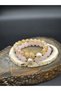 Pink Quartz and Citrines with Real Pearls Set Women's Natural Stone Bracelet 18 cm (Two Pieces Bracelet Set) - 2
