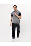 Men's Short Sleeve Gray Comfort Double Pajamas Set - 2