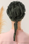 10-Piece Ruffled Bonnet Khaki Women's Hijab - Stitching Detail - 5