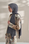 Crepe Jacquard Prism Pattern Shawl - Smoked - 3