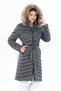Women's Long Removable Natural Fur Hooded Padded Waist Belt Water Repellent down Coat 8529 - 9