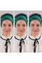 Emerald Green 3-Piece Hijab Bonnet with Ruffles and Stitching Detail