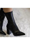 Women's Black Stretch Block Heel Zip Boots