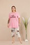 Short Sleeve Oversize Capris Floral Print Women's Pajamas Set - 2