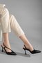 Women's Black Leather Classic Heeled Shoes Thin Heel Women's Kara Dadanlı Footwear - 5