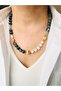 Real Pearl and Azurite Natural Stone Design Necklace 54 cm - 2