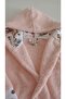 Welsoft Plush Hooded Pocket Special Printed Muslin Contrast Children's Bathrobe - 4