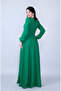 Grass Crew Neck Long Sleeve Woven Fabric Waist Shirred Belted Pocket Maxi Length Invitation & Evening Dress - 6