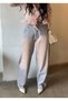 Women's pale effect vintage loose fit wide leg baggy jean pants - 8