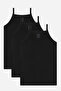 Girl's Rope Strap Undershirt Black 3-Piece 100% Cotton Rib Soft and Flexible Fabric