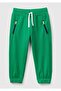 Boy's Green Elastic Waist Drawstring Pocket Zippered Sweatpants