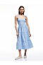 Long Scalloped Dress with Thick Straps and Tiers and Bow Detail - 2