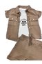 Baby Boy Muslin Shirt T-Shirt Shorts Set/ Shirt - T-Shirt Shorts 3 Piece Set - 4