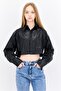 Women Spread Collar Long Sleeve Plain Shirt Top, Black