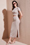 Slim Fit Slit Detailed Floor-Length Crop Suit Set 5866148