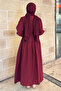Burgundy Francois Lined Dress with Belt - 8