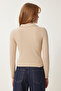 Polo Neck Ribbed 2 Pack Knitted Blouse Cream Red Lgt0033 - 8