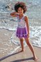 Purple Batik Patterned Girl's Skirted Swimsuit - 4