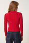 Polo Neck Ribbed 2 Pack Knitted Blouse Cream Red Lgt0033 - 5