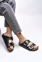 Vylsula Women's Double Buckle Slippers 0012602   Black - 2