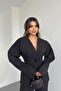 Women's Oversized Blazer Jacket Palazzo Pants Pinterest Equivalent Fitted Single Button Trendy Stylish Suit - 4