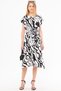 Women's White-Black Elastic Waist Tie-Up Print Dress Arm-22Y 001044 - 3