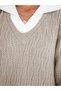 Women's V-Neck Stone Knitwear Stylish Knitwear Knit Detailed Sweater - 4