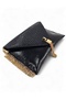 Black Patent Leather Drop Pattern Chain Strap Women's Portfolio & Clutch Bag (29 X 19 cm) - 4