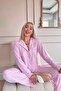 Pink Dublin Front Button Long Sleeve Women's Pajamas Set - 3