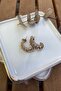 Rose Gold Steel Knuckle Stone Hoop Earrings - 2