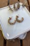 Rose Gold Steel Knuckle Stone Hoop Earrings