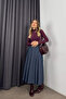 Blue High Waist Pleated Bell Model Denim Skirt - 4