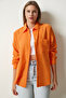 Orange Linen Ayrobin Oversize Shirt - Ldd0009 - 2
