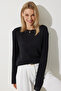 Black Knitwear Mercerized Summer Blouse - Lyy0013 - 2