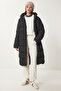 Hooded Oversize Long Puffer Coat Black Lnt0001 - 3
