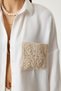 Oversize Linen Shirt - Lace Detailed, Ecru Ltp0002 - 5