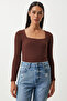 Brown White 2 Pack - Square Collar Knitted Blouse Lgt0004 - 4