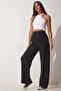 Velcro Closure Draped Linen Trousers Black Lbv0002 - 3