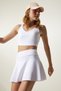 White Strappy Shaping Sports Bra - Low0005