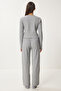 Yumoş Knitted Set - Crop Loose Pants, Gray Melange, Lan0022 - 8