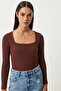 Brown White 2 Pack - Square Collar Knitted Blouse Lgt0004 - 3
