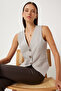V-Neck Woven Vest Stone Llv0004