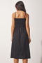Sling Ruffle Detailed Summer Woven Dress Black Ldd0071 - 4