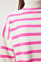 Turtleneck Oversize Striped Knitwear Sweater Pink Bone Lbv0021 - 5