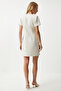 Pocketed Buttoned Mini Tweed Dress Bone Lkj0002 - 5