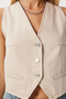V-Neck Crop Denim Vest Beige Lyl0002 - 3