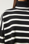Turtleneck Oversize Striped Knitwear Sweater Bone Black Lbv0021 - 5