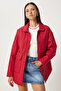Oversize Red Quilted Coat - Pocket, Lfo0001 - 2